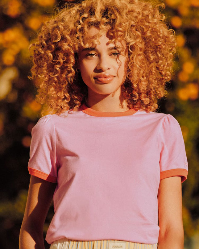 Erin Colour Block T-Shirt - Pink/Orange
