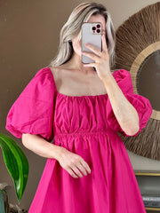 Anna Linen Tie Back Mini Dress - Pink