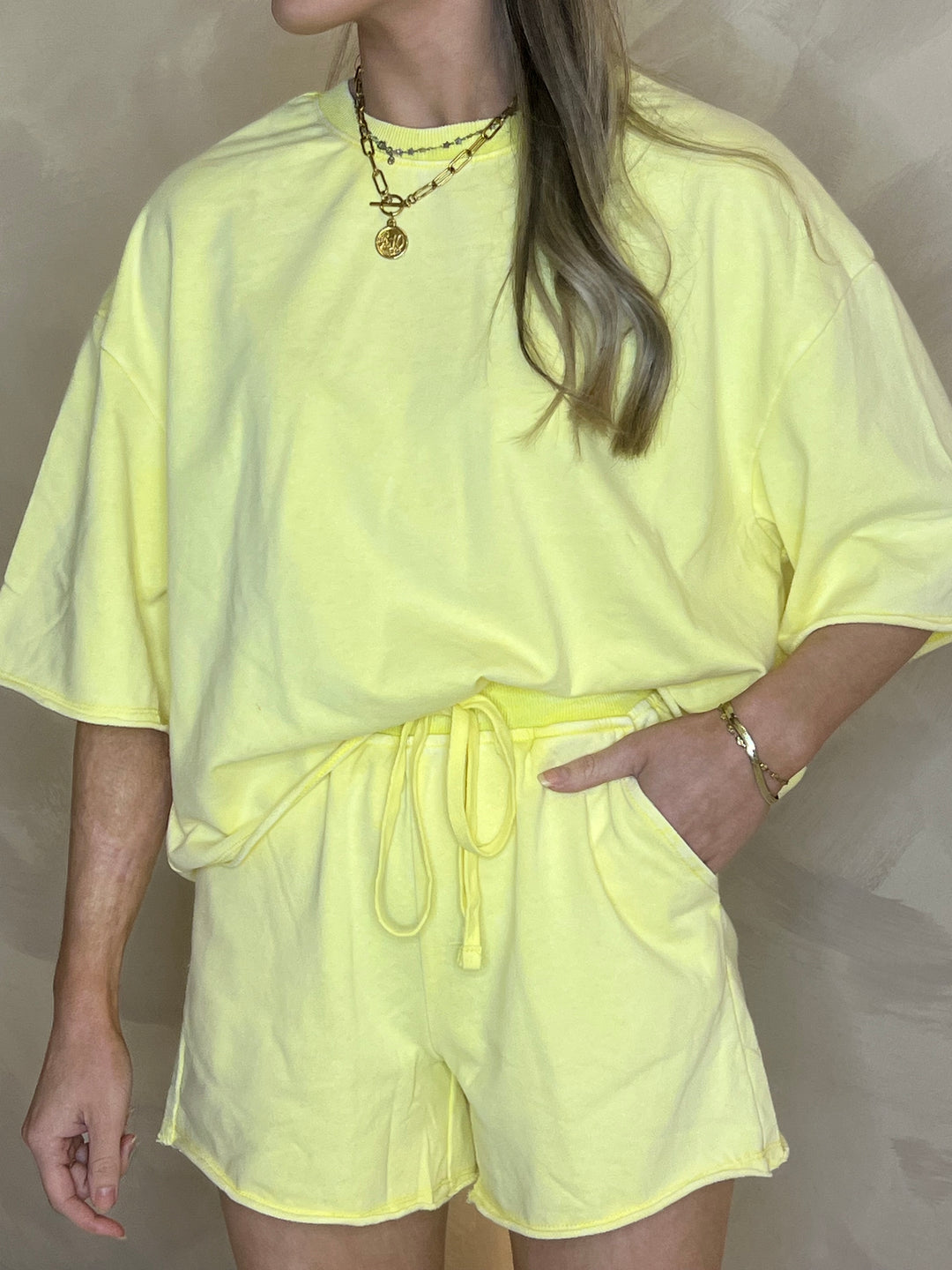 Two Piece Sweat Set - Lemon
