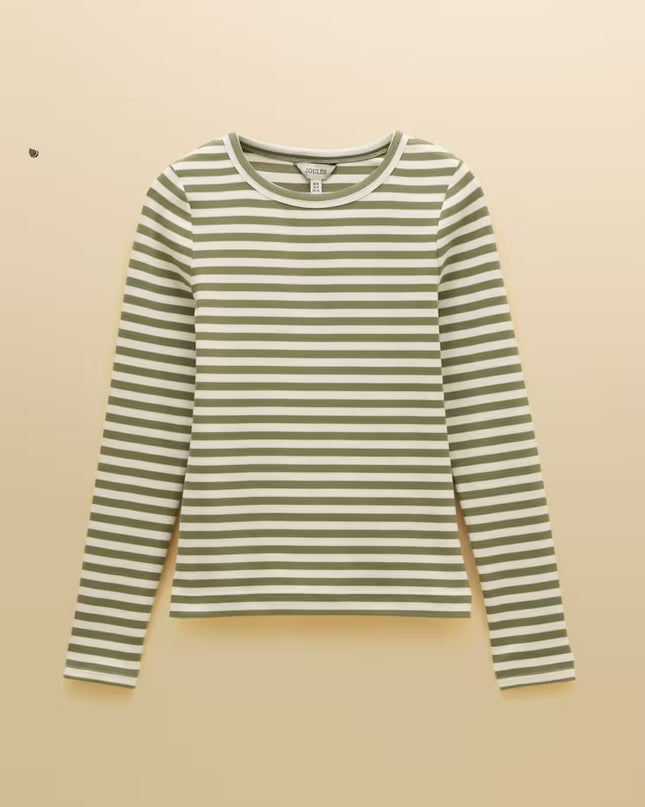 Joules Sophie Long Sleeve Ribbed T-Shirt - Khaki Green