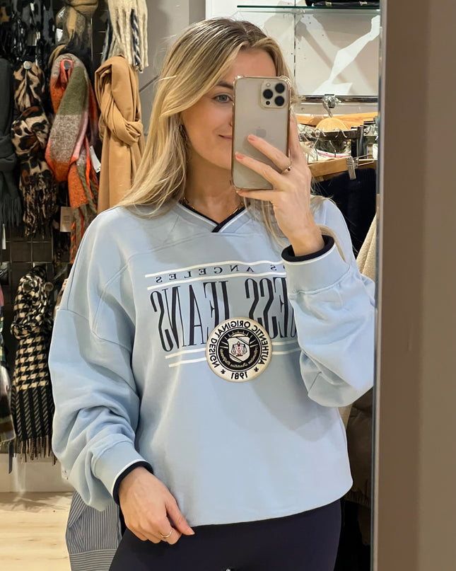 Guess Jeans V-Neck Vintage Sweatshirt - Aerial Blue