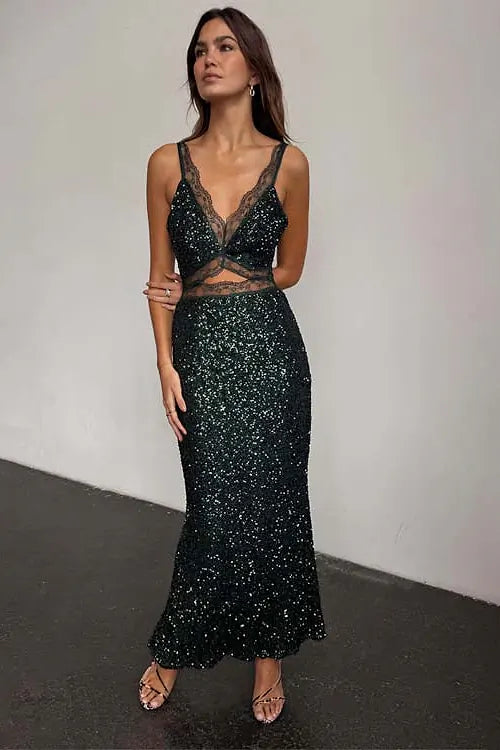 Sequin Mimi Dress - Emerald