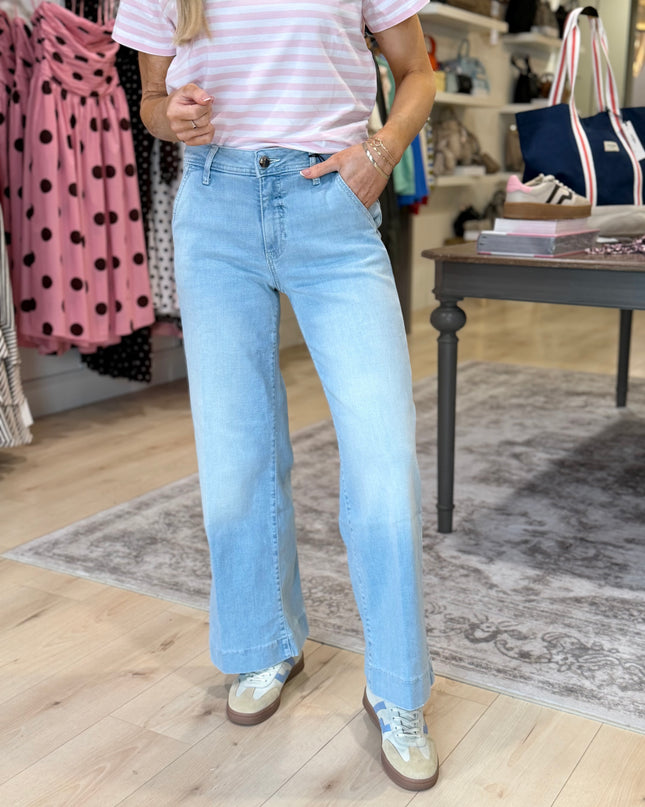 Guess Zoya Wide Leg Crop Jean - Light Wash