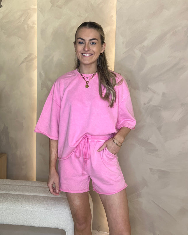 Two Piece Sweat Set - Fuchsia