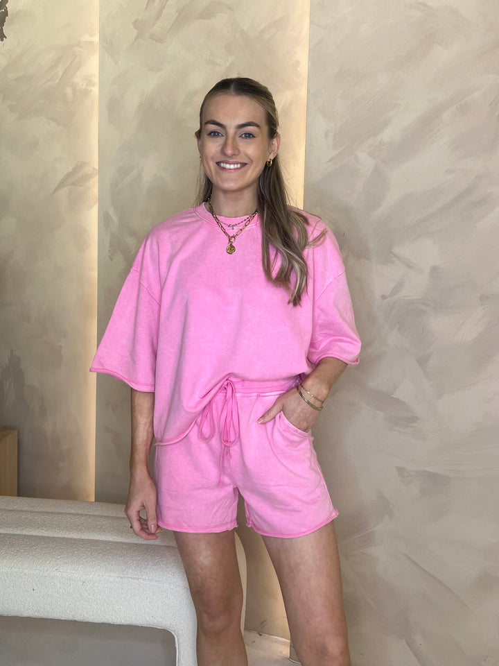 Two Piece Sweat Set - Fuchsia