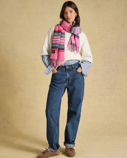 Joules Langtree Scarf - Pink & Green