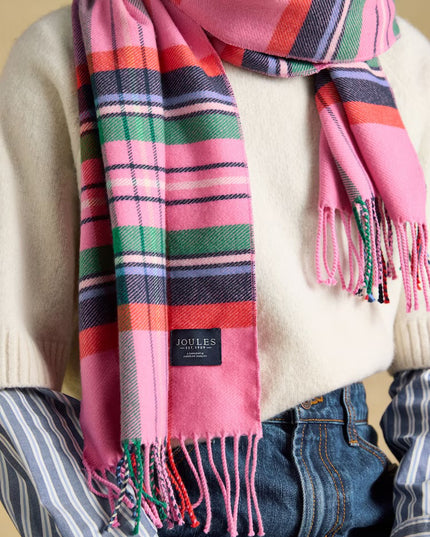 Joules Langtree Scarf - Pink & Green