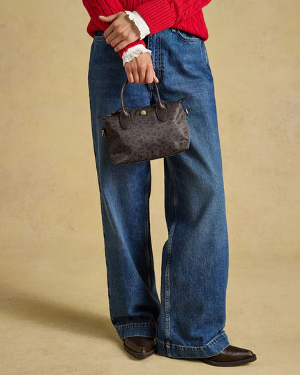 Mini Crossbody Handbag - Chocolate Leopard Print