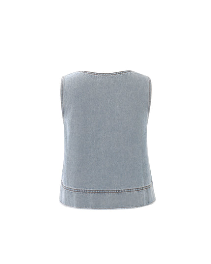 Aqualina Sleeveless Denim Top - Washed Denim