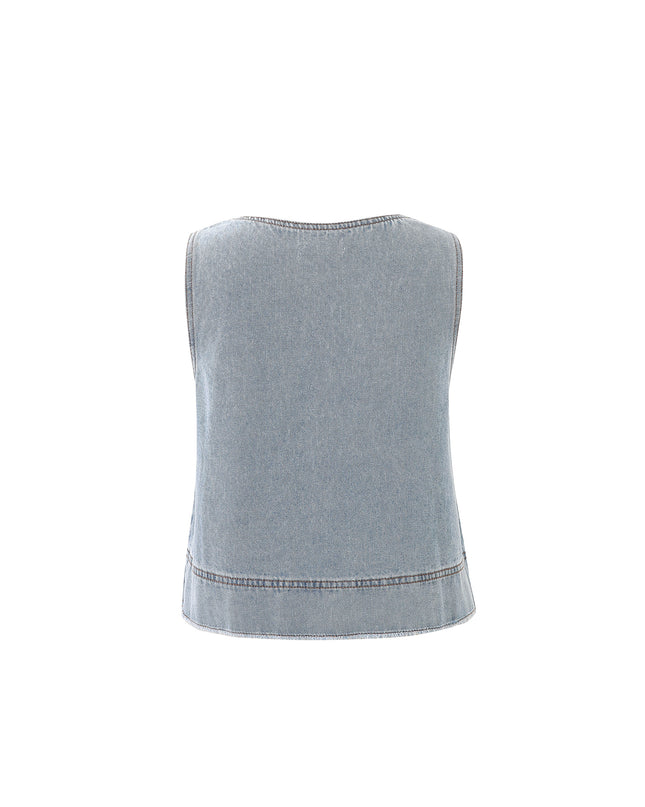 Aqualina Sleeveless Denim Top - Washed Denim