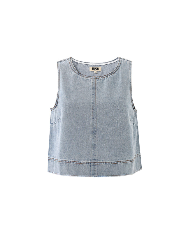 Aqualina Sleeveless Denim Top - Washed Denim