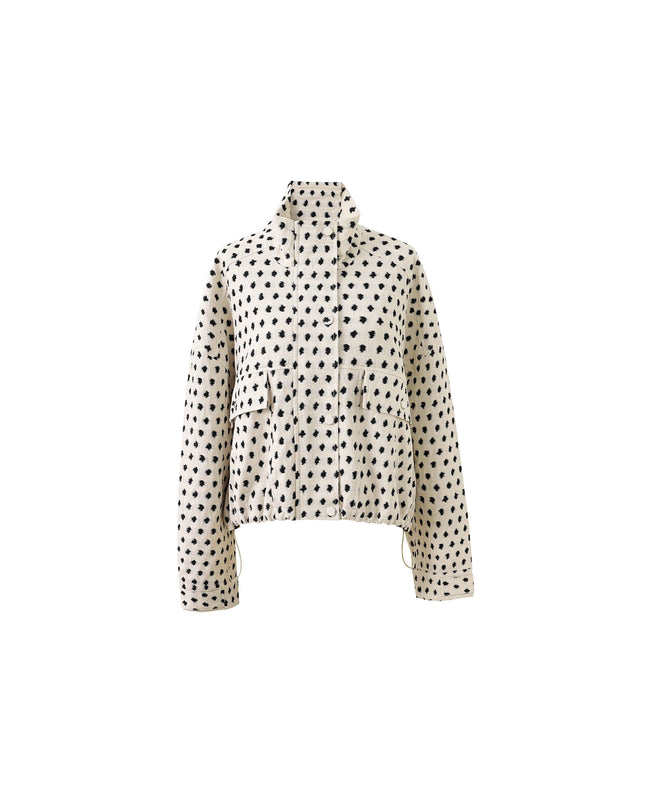 Monochrome Bomber Jacket - Creme/Black