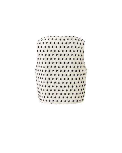 Sleeveless Waistcoat - Creme/Black