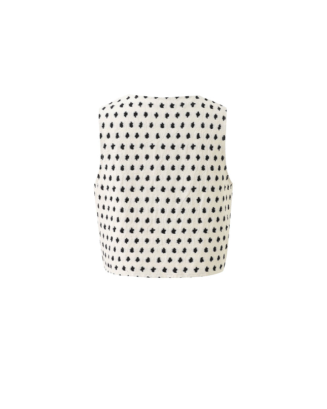 Sleeveless Waistcoat - Creme/Black