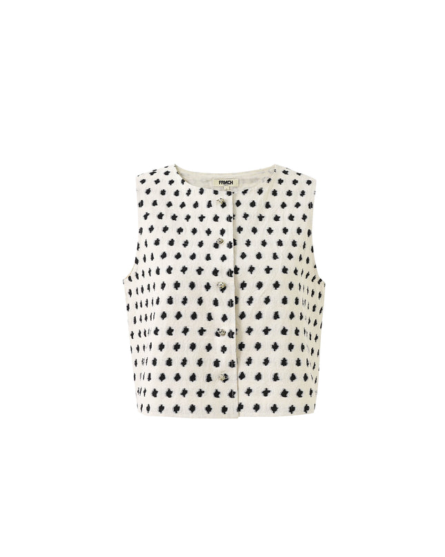 Sleeveless Waistcoat - Creme/Black