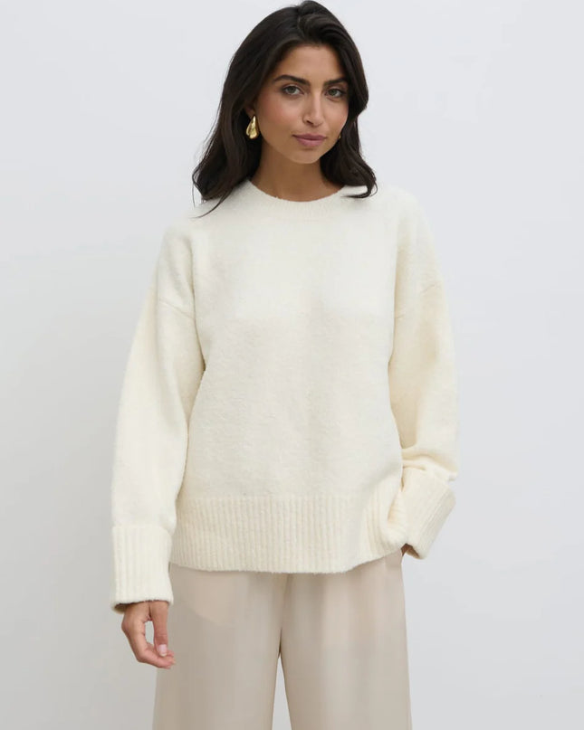 Camille Oversized Borg Jumper - Cream