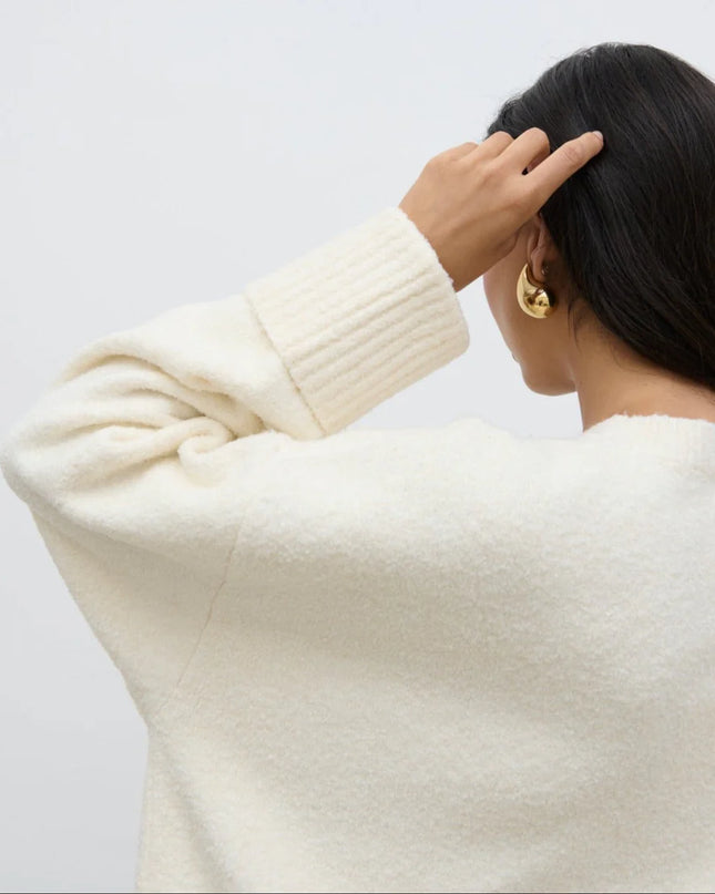 Camille Oversized Borg Jumper - Cream