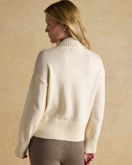 Abigail Intarsia High Neck Jumper - Cream