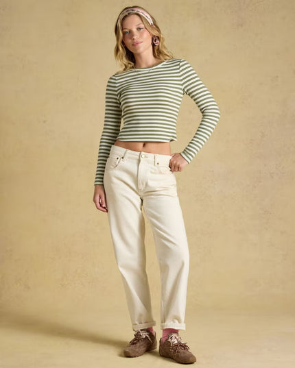 Joules Sophie Long Sleeve Ribbed T-Shirt - Khaki Green