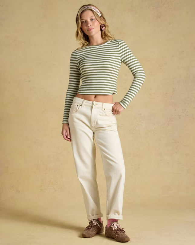 Joules Sophie Long Sleeve Ribbed T-Shirt - Khaki Green