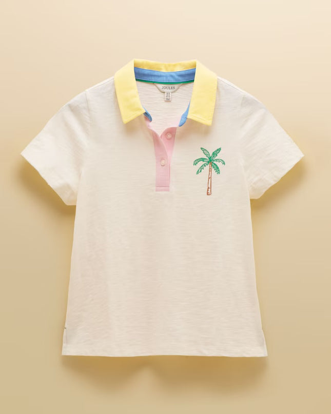 Tallie Embroidered Collared Top - Cream