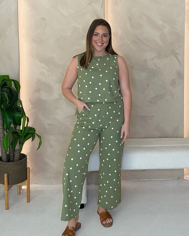 Green Polka-Dot Top