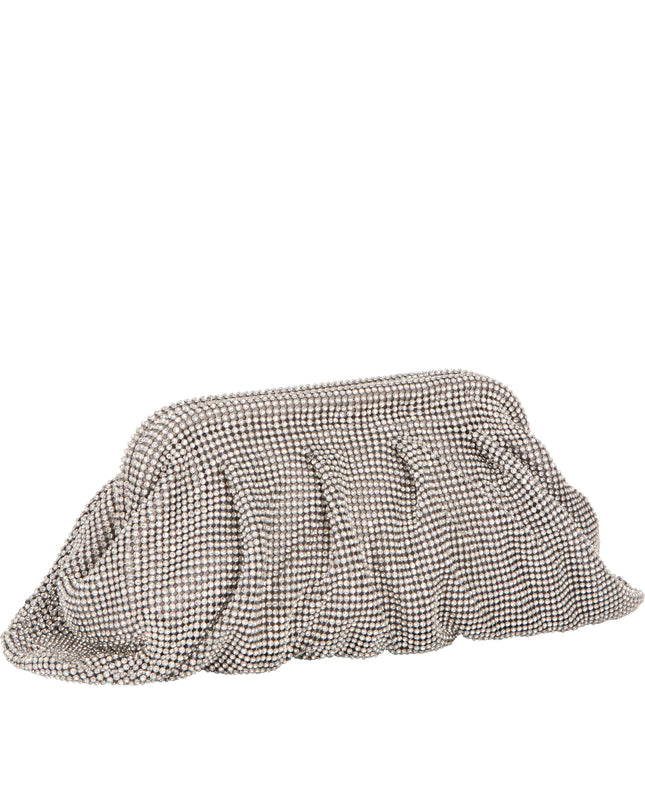 Guess Zalina Mesh Rhinestone Clutch -Silver