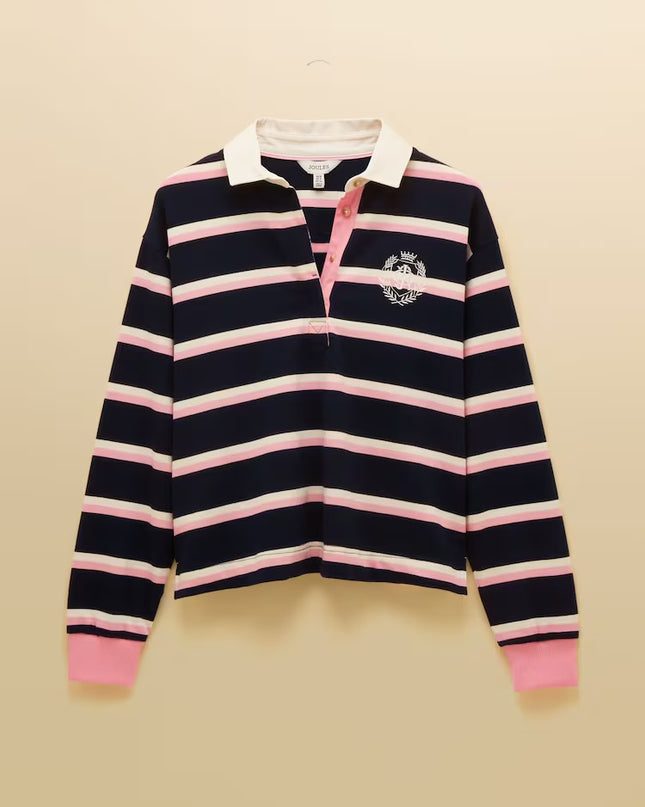 Lara Striped Rugby Shirt - Navy & Pink