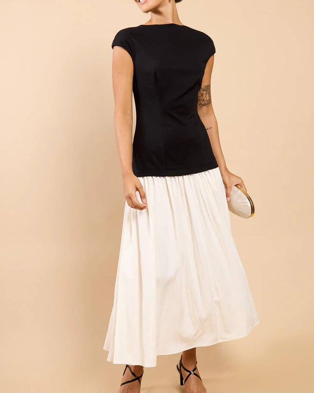 Amoura Monochrome Dropped Waist Maxi Dress