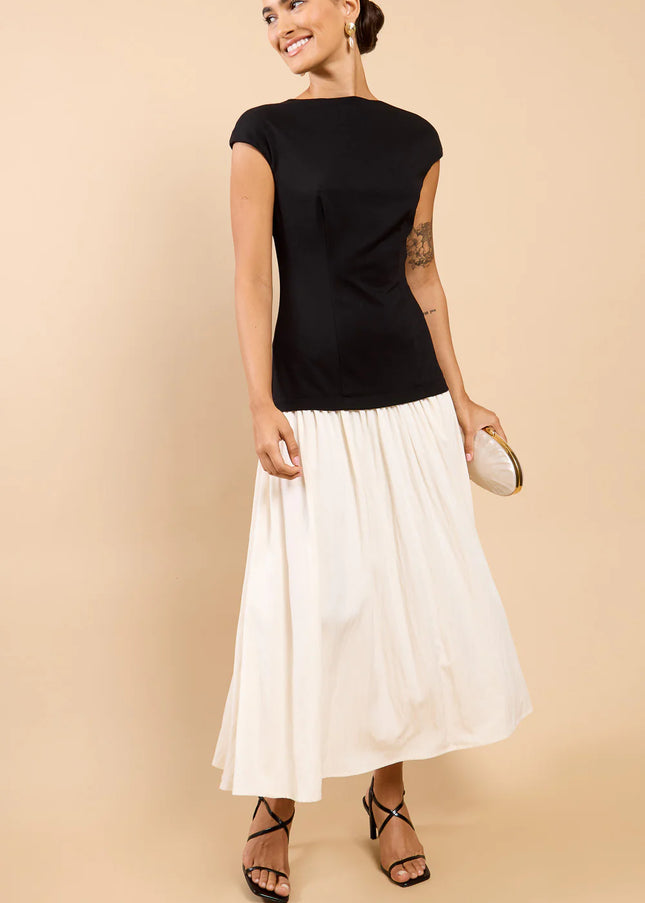 Amoura Monochrome Dropped Waist Maxi Dress