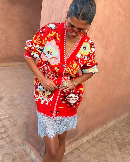 Tomato Tapestry Martha Cardigan