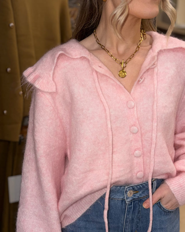 Frill Cardigan - Pink