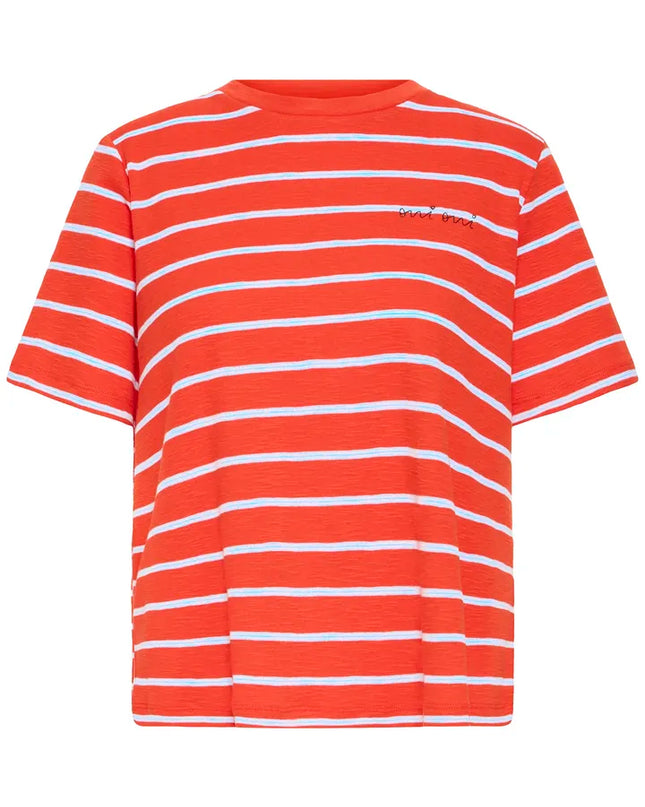 Nova Striped T-Shirt - Fiery Red/Powder Blue