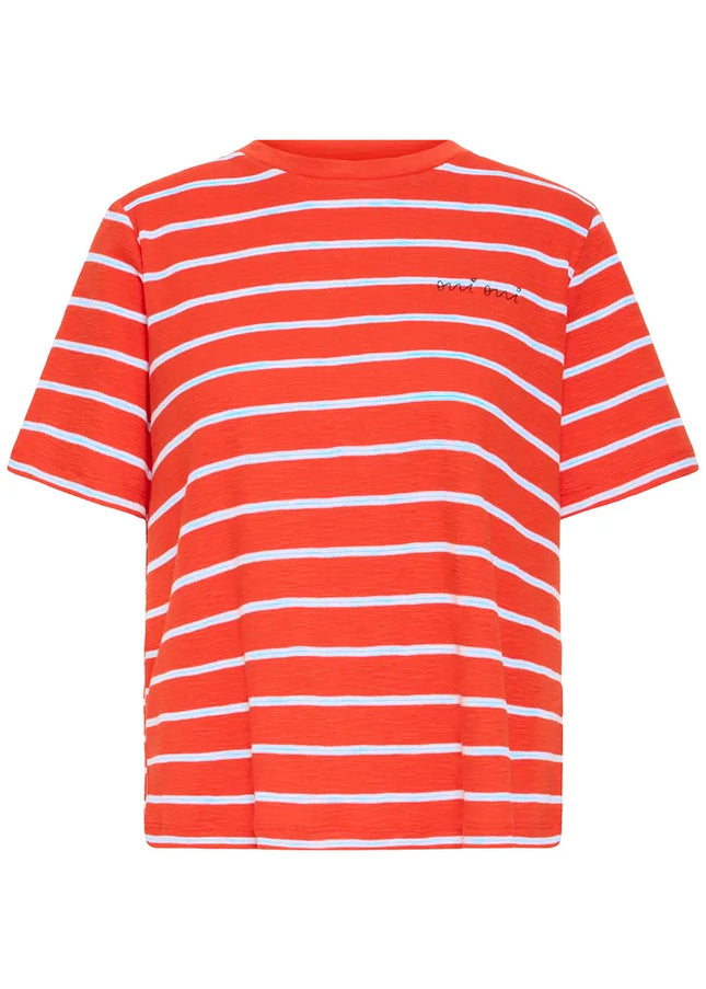 Nova Striped T-Shirt - Fiery Red/Powder Blue