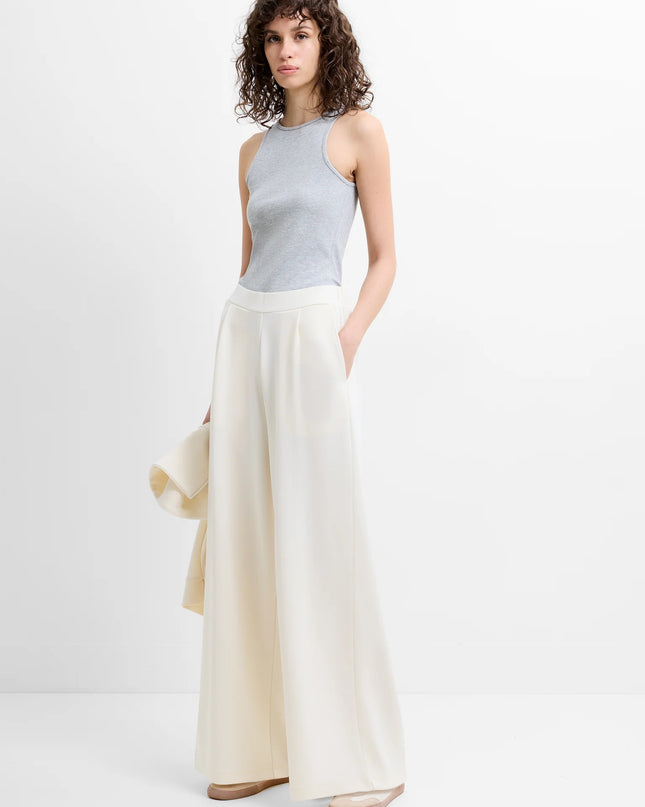 French Connection Wren Wide Leg Trousers - Porcelain Cream