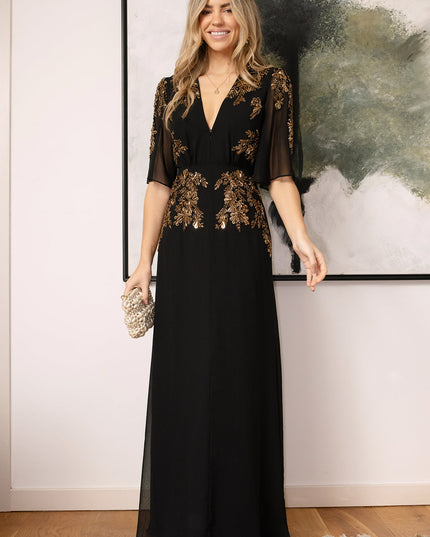 Shay Embellished Maxi Dress - Black