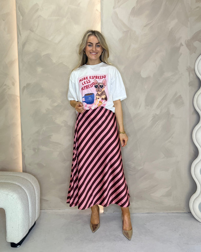 Striped Slip Skirt - Pink/Brown