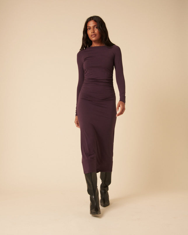 Laurella Jersey Draped Midi Dress - Purple