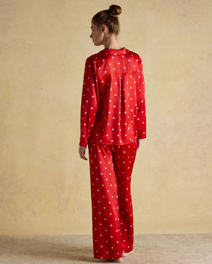 Bonnie Satin Pyjama Set - Red & Pink Spot
