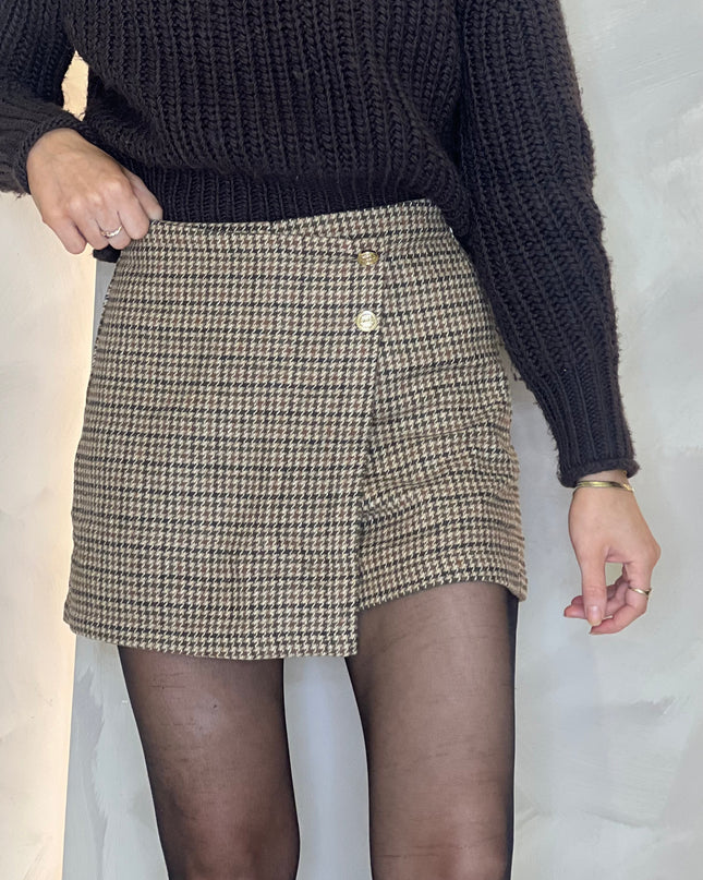 Check Skort - Taupe