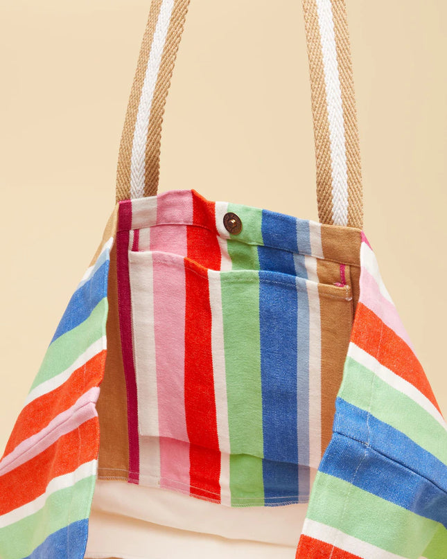 Promenade Canvas Tote Bag - Multi Stripe