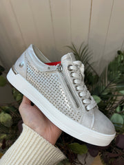 Silver Textile Zip Sneaker