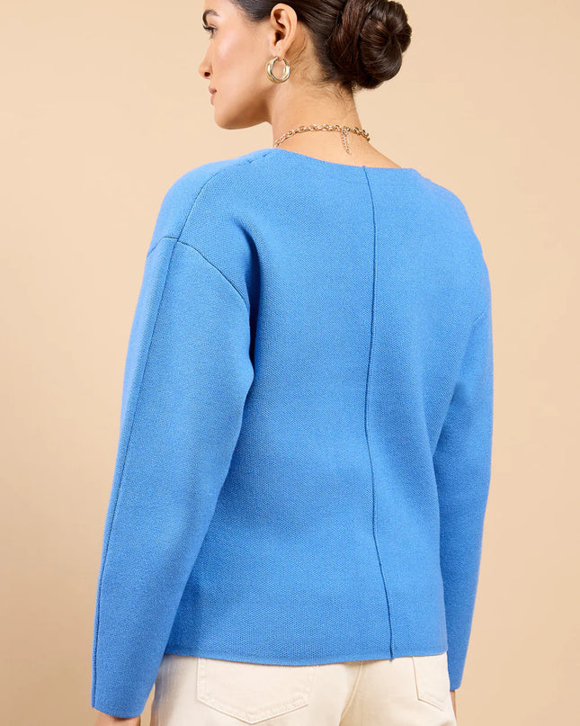 Yvaine Blue Button Detail Knit Cardigan 