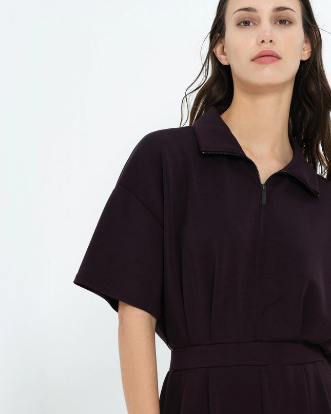 French Connection Wren Half Zip Jumpsuit - Mocha Brown