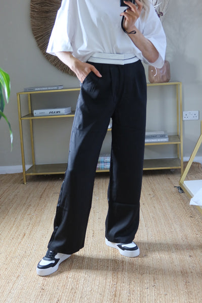 Ina Wide Leg Tailored Trousers - Black