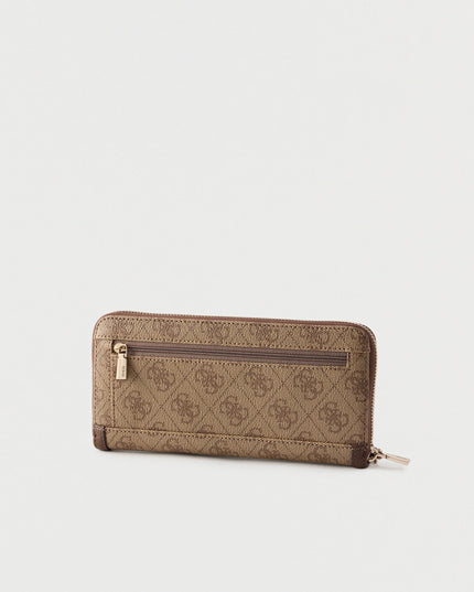 Guess Lindsey Large Zip Around Purse - Latte Logo
