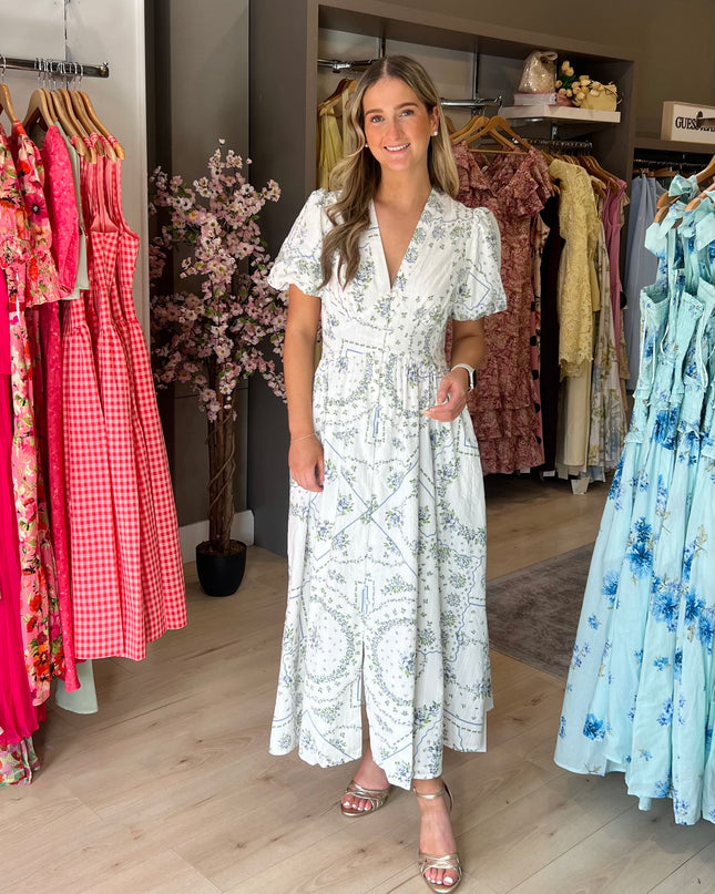 Starlight Midi Dress - White Floral