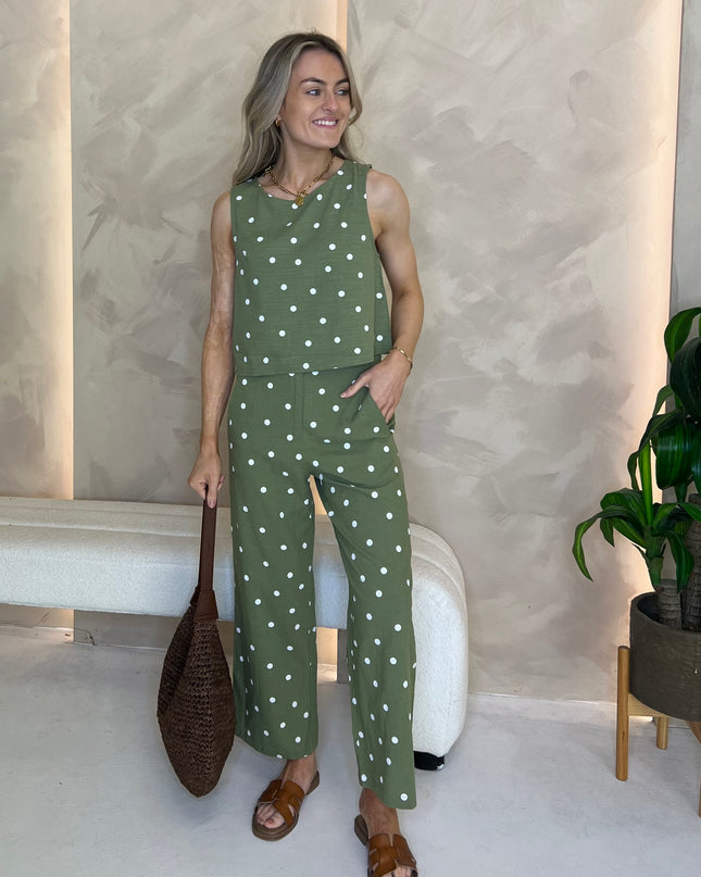 Green Polka-Dot Top