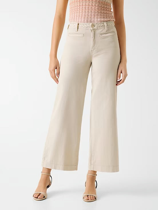 Guess Zoya Braided Crop Leg Jeans - Cream