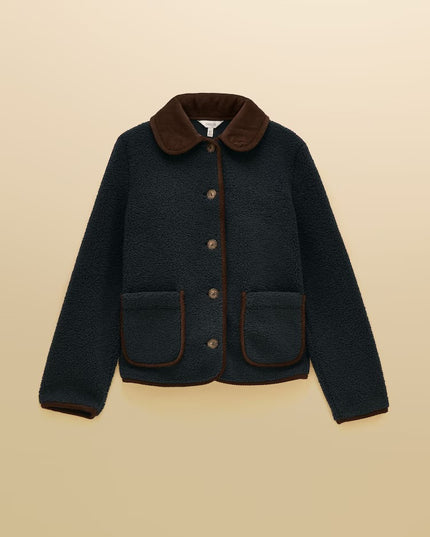 Joules Sadie Button Through Fleece Jacket - Navy